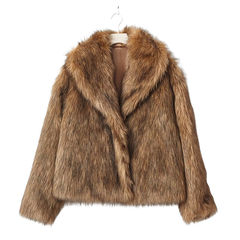 Solid Colour Faux Fur Short Coat