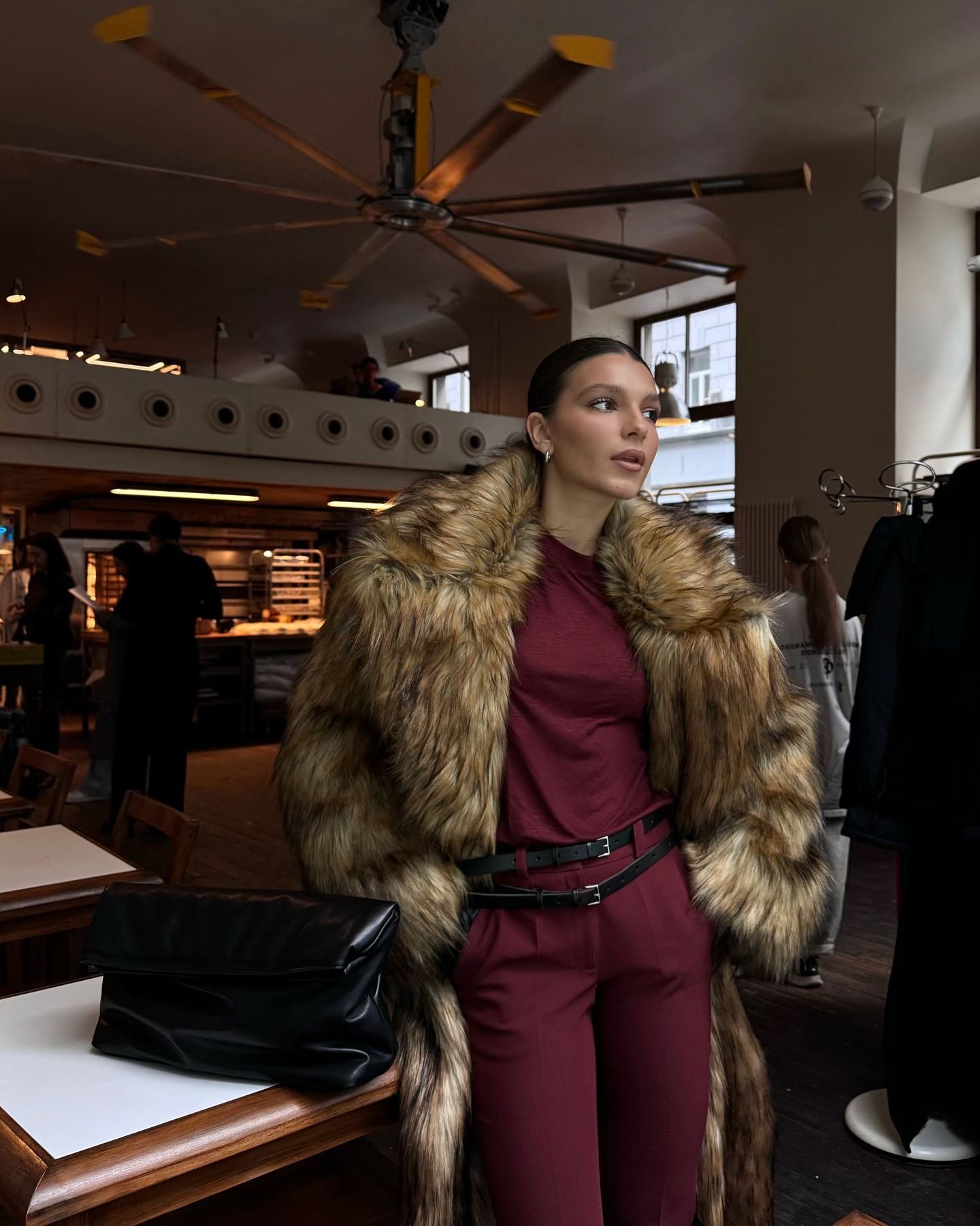 Brown Gradient Faux Fur Long Coat – Luxury Street Style Warmth