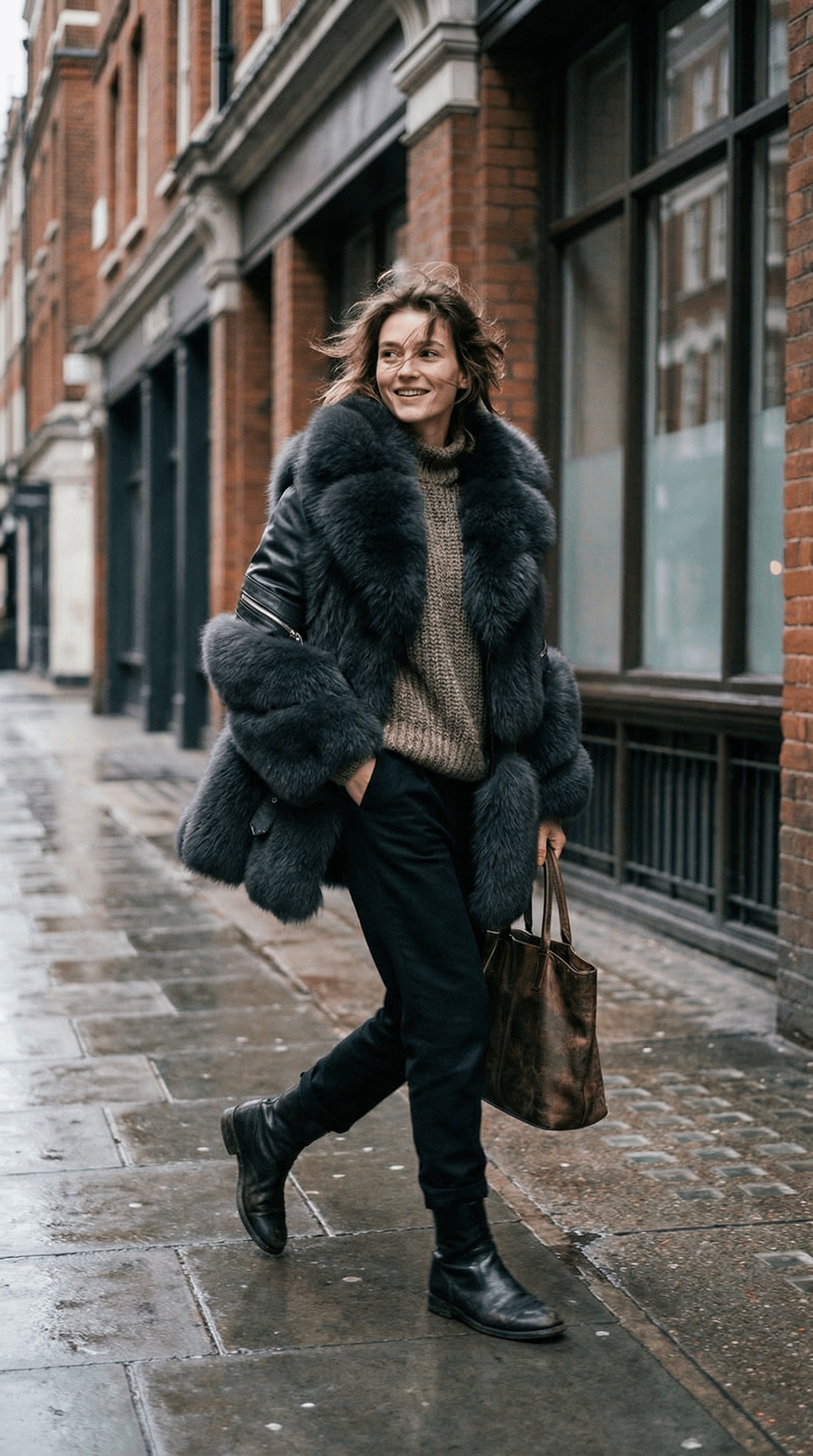The Kensington Luxe Fur & Leather Coat