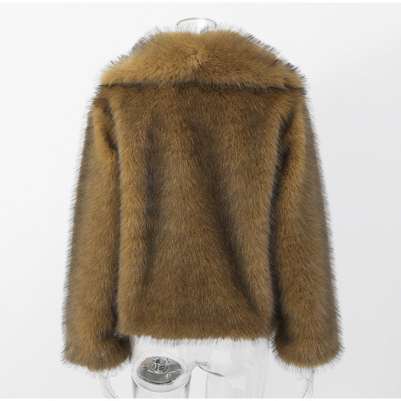 Solid Colour Faux Fur Short Coat