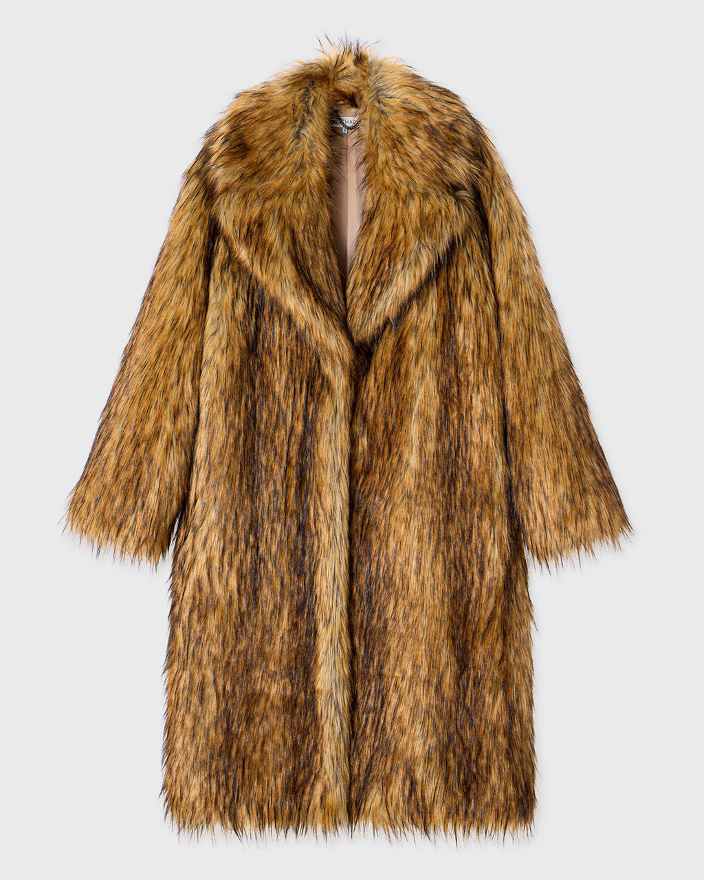Brown Gradient Faux Fur Long Coat – Luxury Street Style Warmth